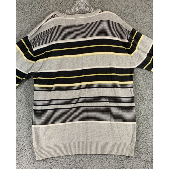 Men's (XXL) XG Cotton Striped Gray Yellow Black Longsleeve Sweater - Picture 5 of 13